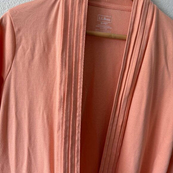 L.L. Bean Long Sleeve Supima Cotton Peach Open Cardigan Sweater Size MP - Picture 3 of 6